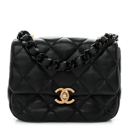 Chanel Lambskin Quilted Mini Lacquered Chain Flap Black 1 of 10