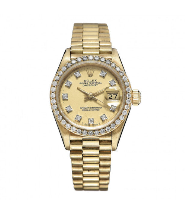 Rolex 18K Yellow Gold Diamond 28mm Oyster Perpetual Datejust Watch 279138 1 of 1