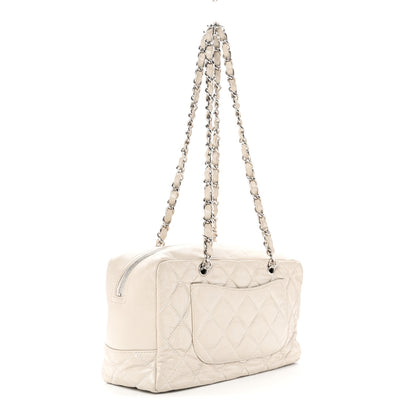 Chanel Aged Calfskin Quilted Cotton Club Bowler Pearl 3 of 15