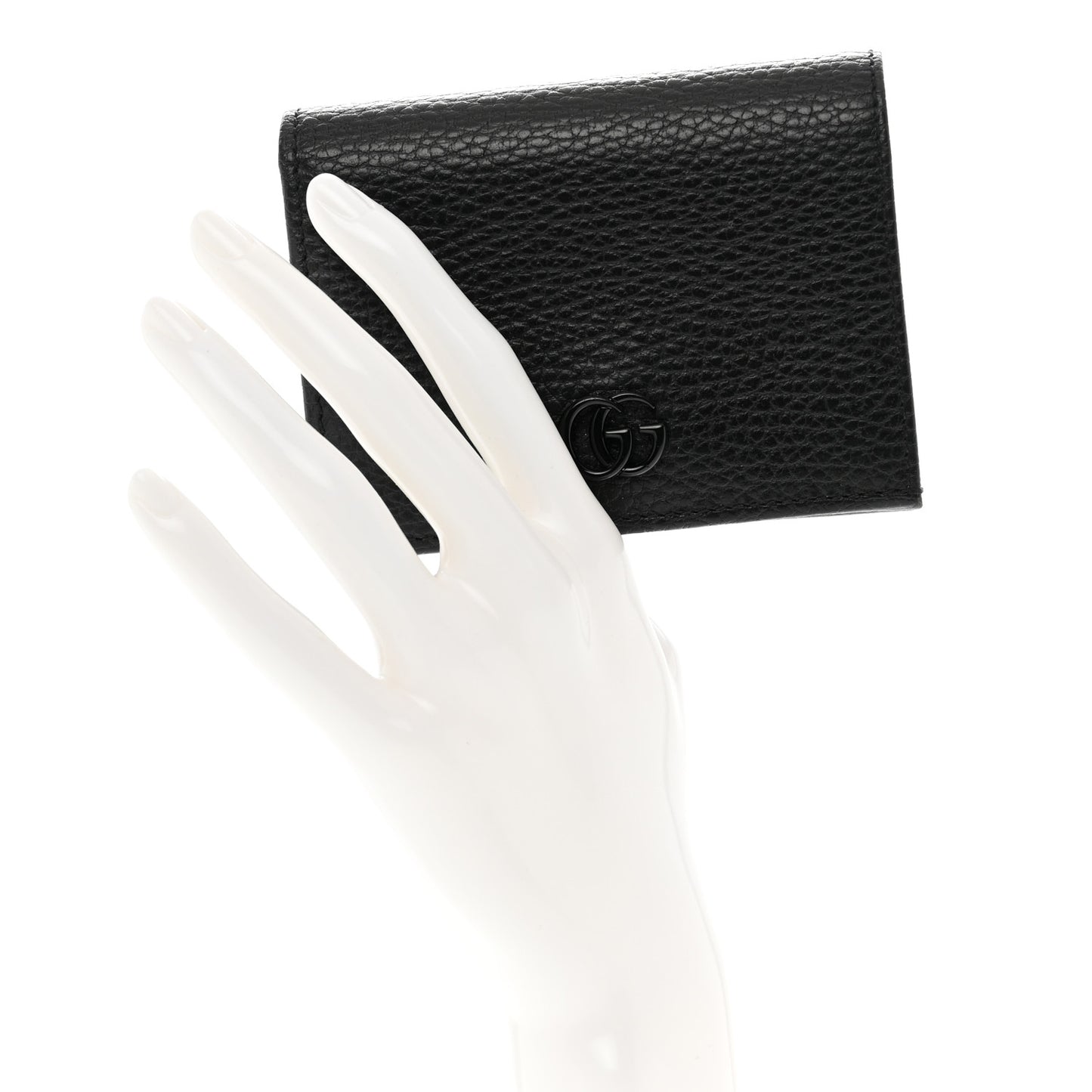 Dollar Calfskin Enamel Monochrome GG Marmont Card Case Black
