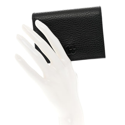 Gucci Dollar Calfskin Enamel Monochrome GG Marmont Card Case Black 2 of 7