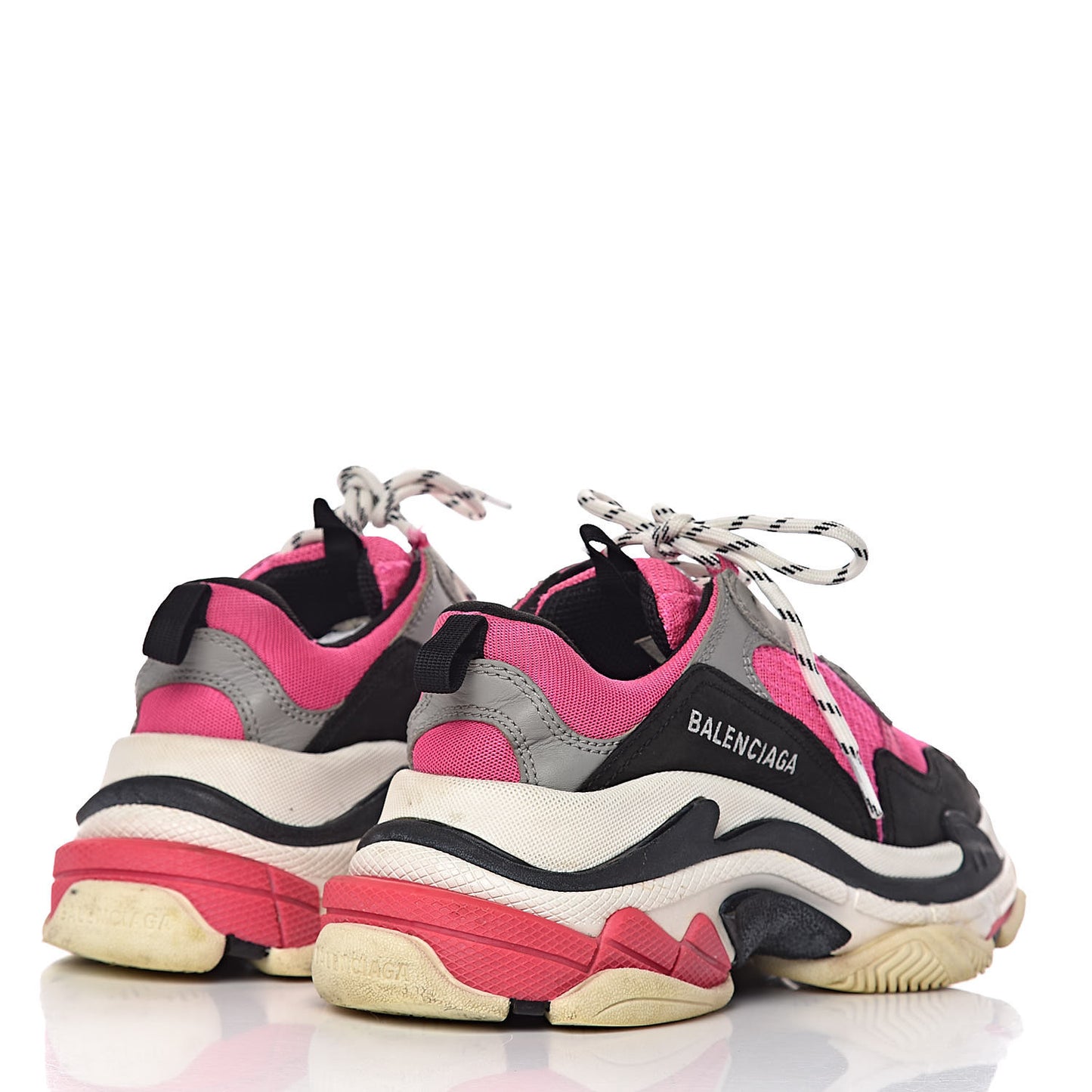 Fabric Mesh Womens Triple S Sneakers 38 Fluo Pink Grey White
