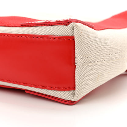 Balenciaga Cotton Canvas Satin Calfskin Navy Cabas XS Natural Red 11 of 14