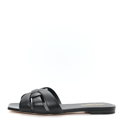 Saint Laurent Calfskin Tribute 05 Slide Sandals 38 Black 1 of 10