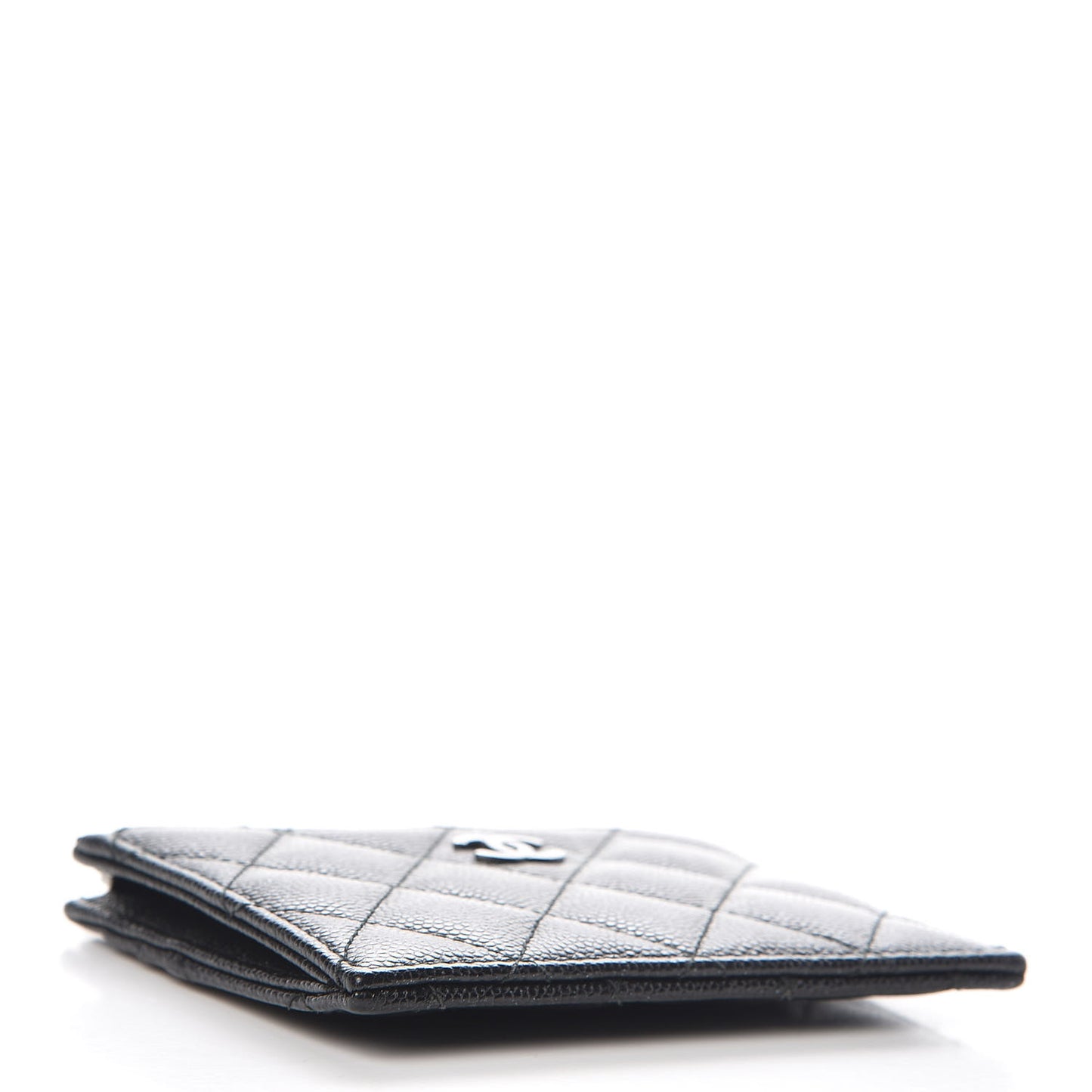Iridescent Caviar Quilted CC Zip Card Holder Black