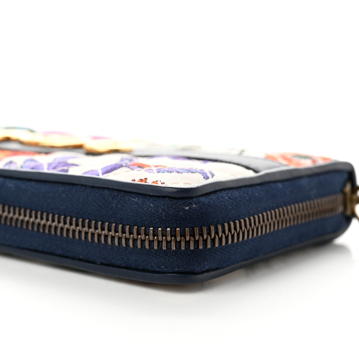 Gucci Canvas Flora Floral Trapuntata Zumi Zip Around Wallet Great White Multicolor Blue Agata 7 of 9