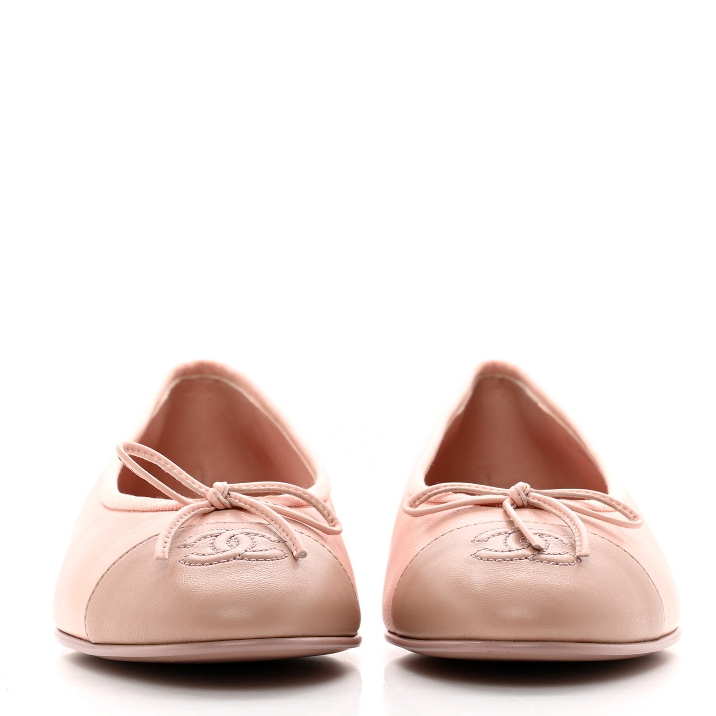 Lambskin Cap Toe CC Ballerina Flats 37.5 Light Pink Dark Pink