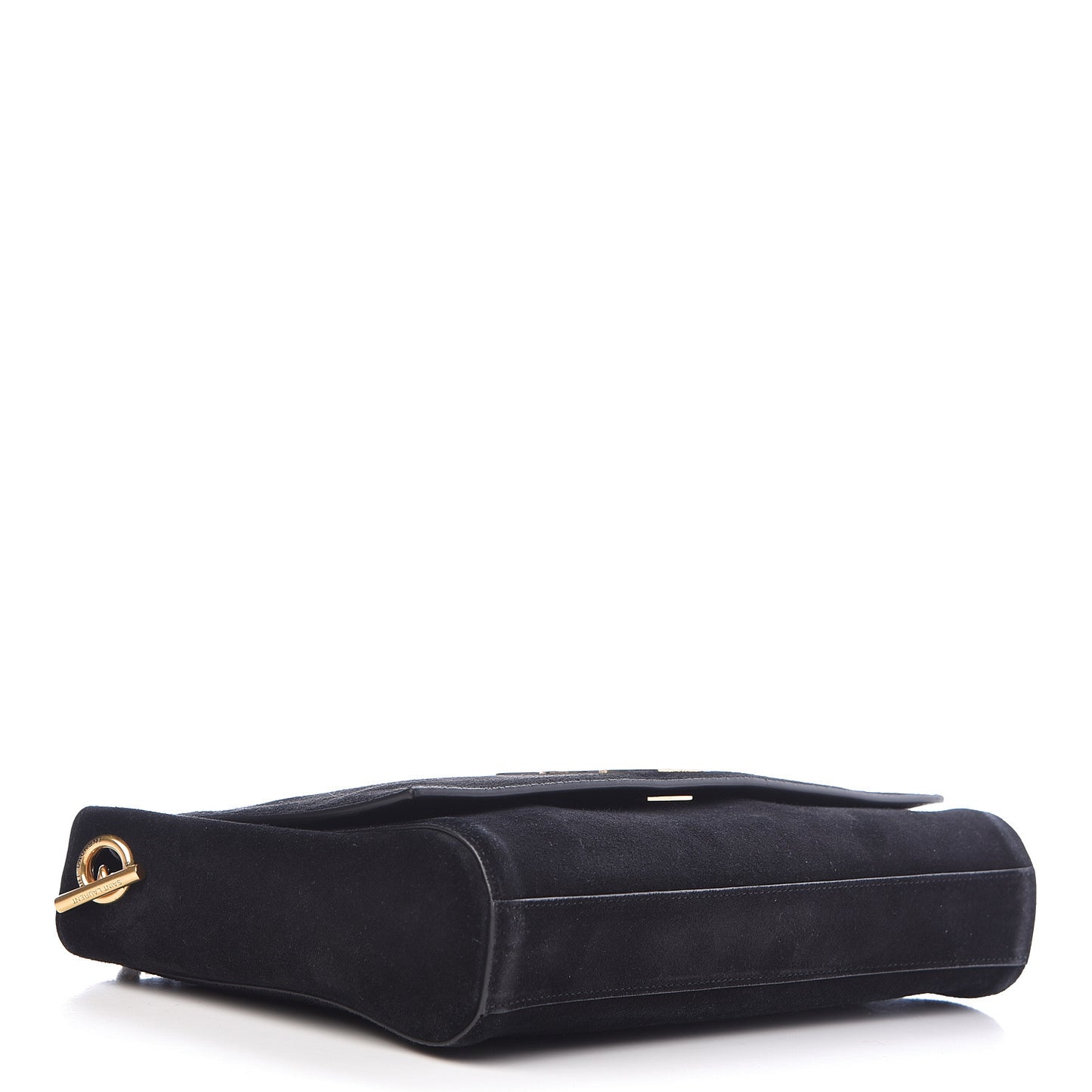 Smooth Calfskin Suede Medium Reversible Monogram Kate Satchel Black