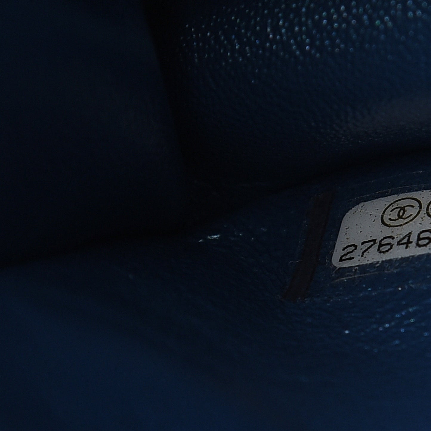 Iridescent Caviar Quilted Medium Double Flap Dark Blue