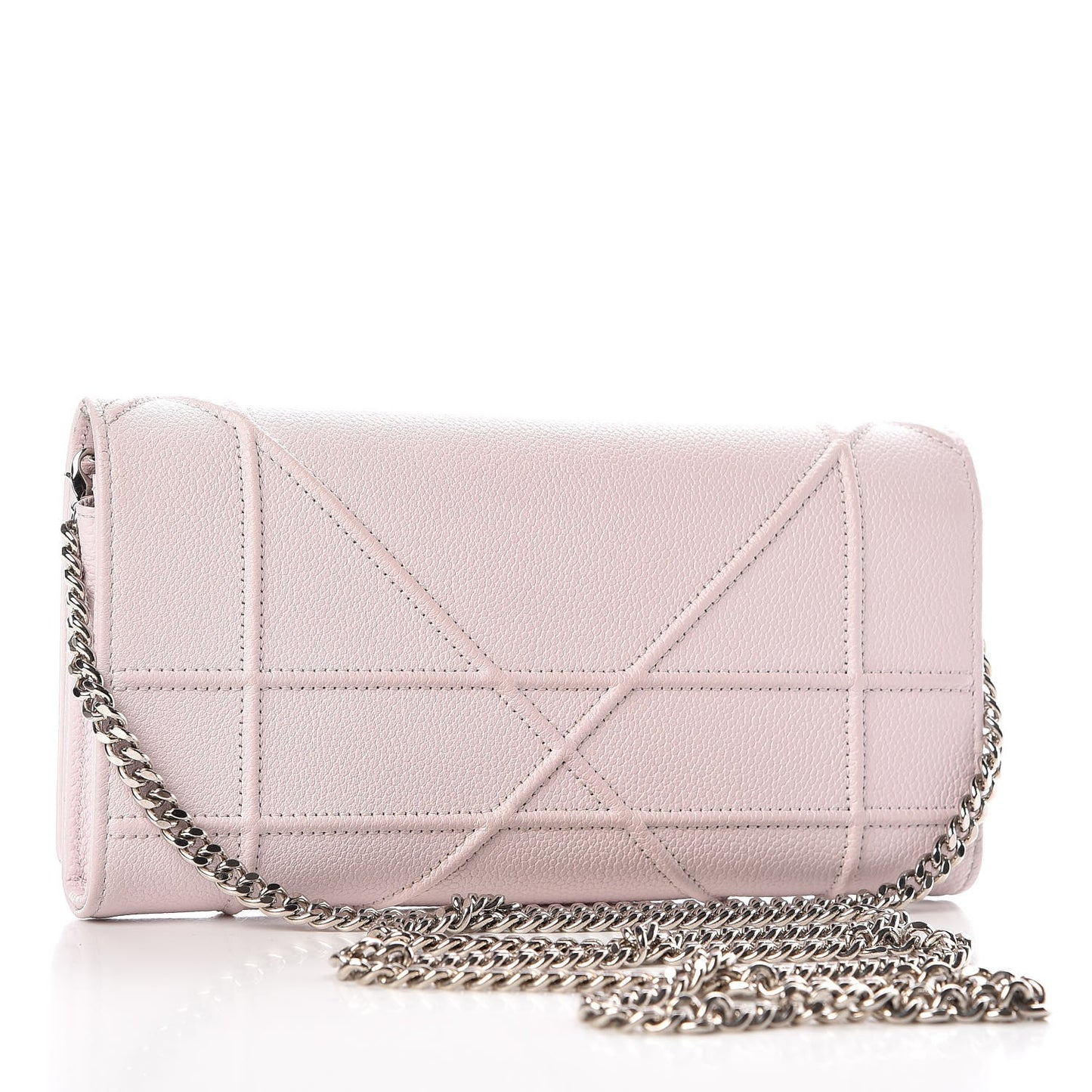 Grained Calfskin Diorama Croisiere Chain Wallet Pink