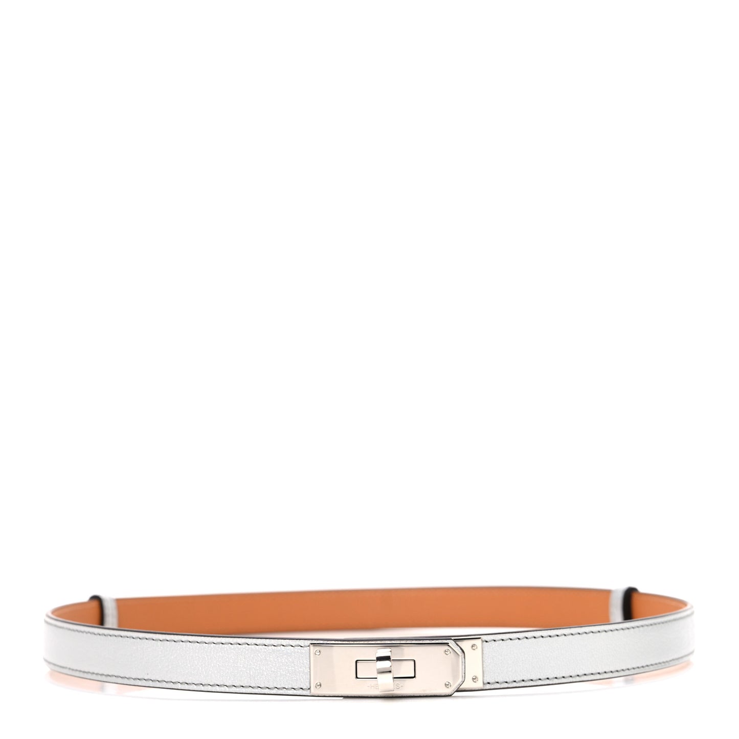 Metallic Chevre Chamkilight Kelly Belt Argent
