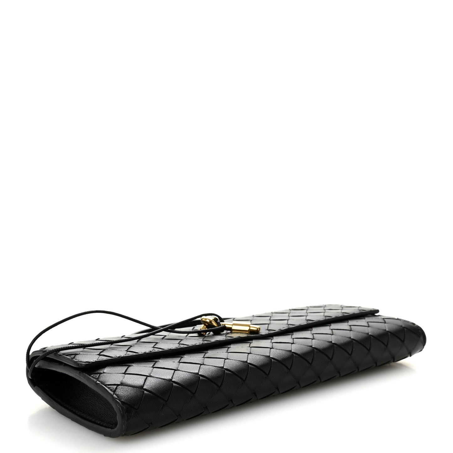 Nappa Intrecciato Long Andiamo Top Handle Clutch Black
