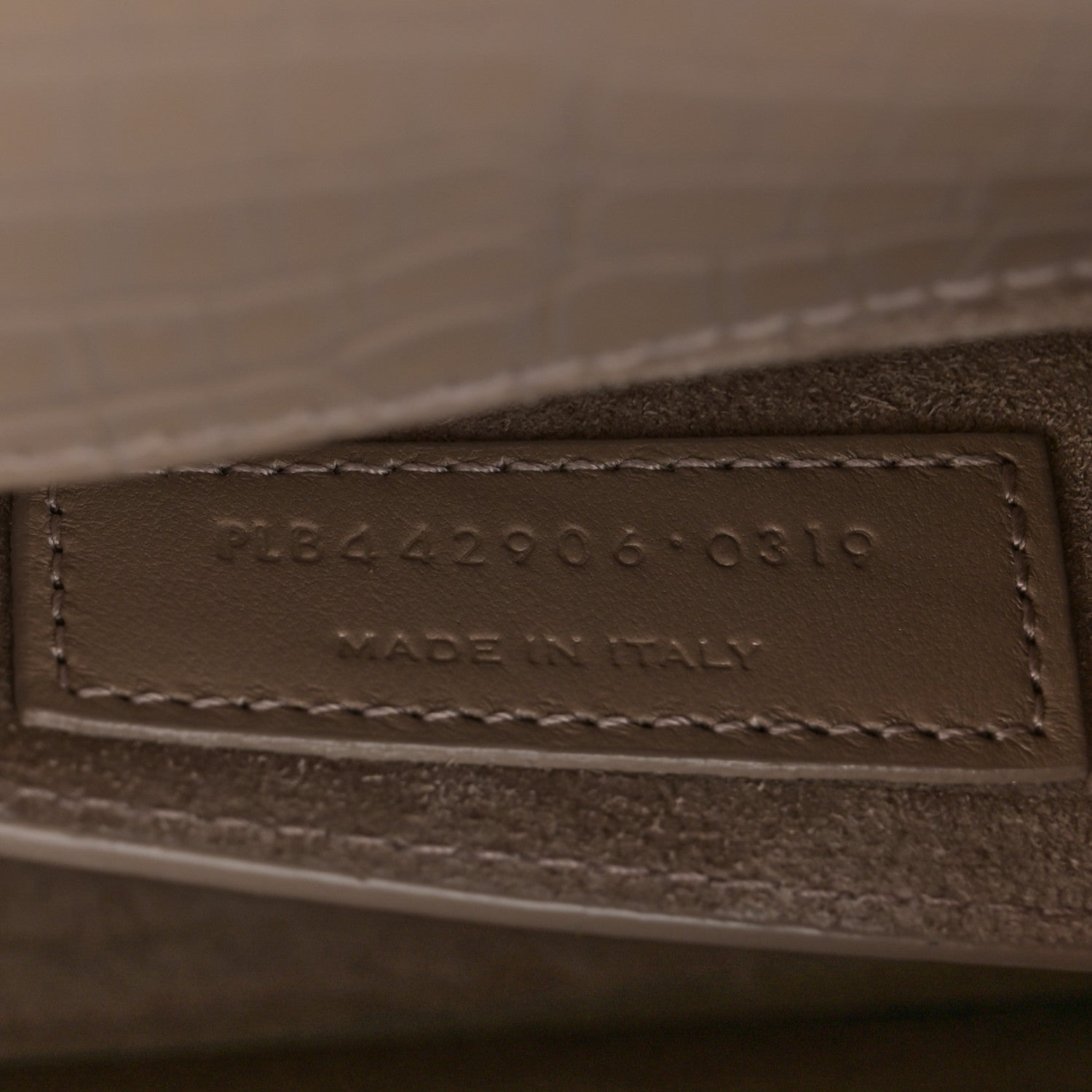 Saint Laurent Calfskin Crocodile Embossed Medium Monogram Sunset Dusty Grey 7 of 17