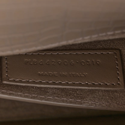 Saint Laurent Calfskin Crocodile Embossed Medium Monogram Sunset Dusty Grey 7 of 17