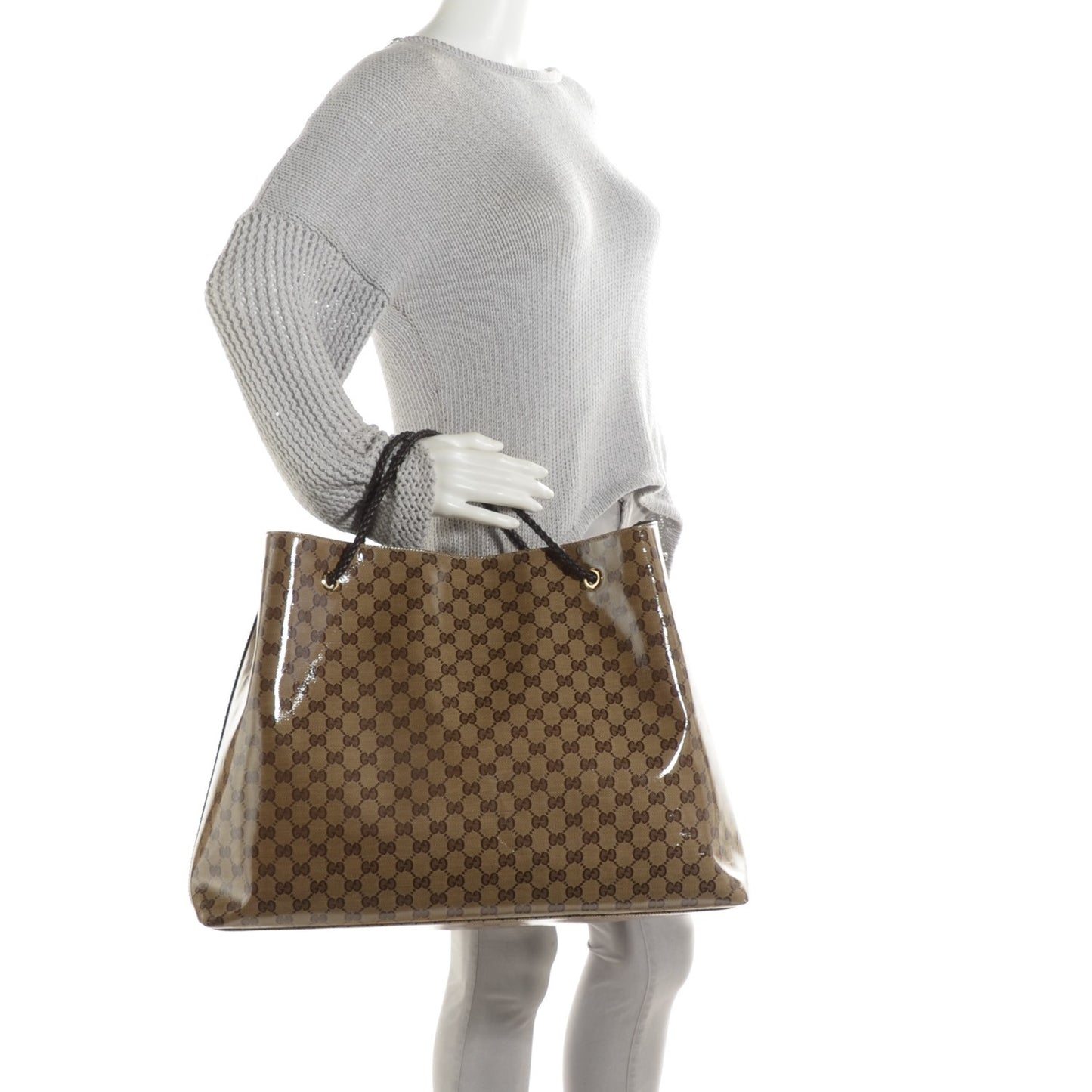 Crystal Monogram Large Gifford Shopping Tote Brown