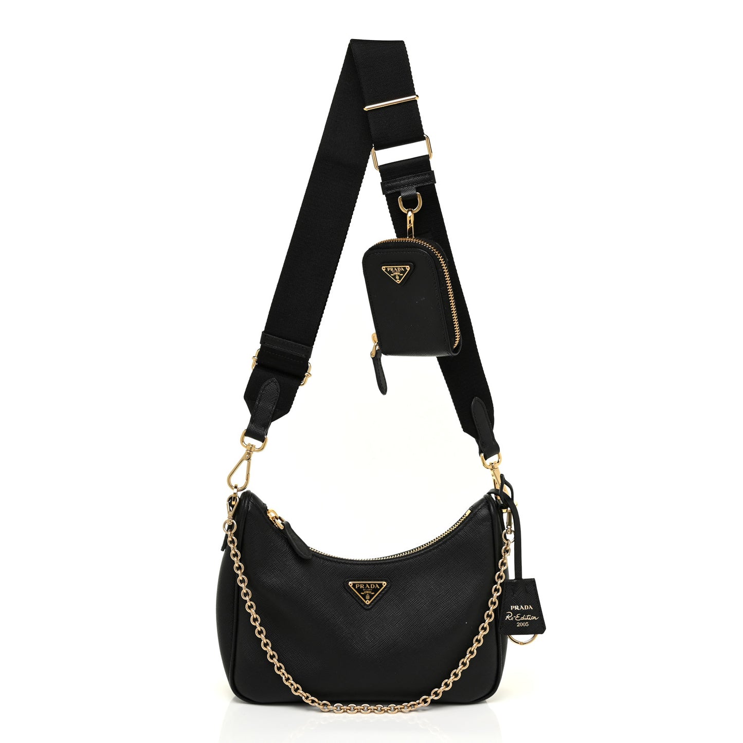 Saffiano Lux Re-Edition 2005 Shoulder Bag Black