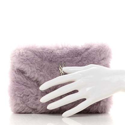 Saint Laurent Shearling Quilted Monogram Loulou Puffer Pouch Clutch Lilac 8 of 8