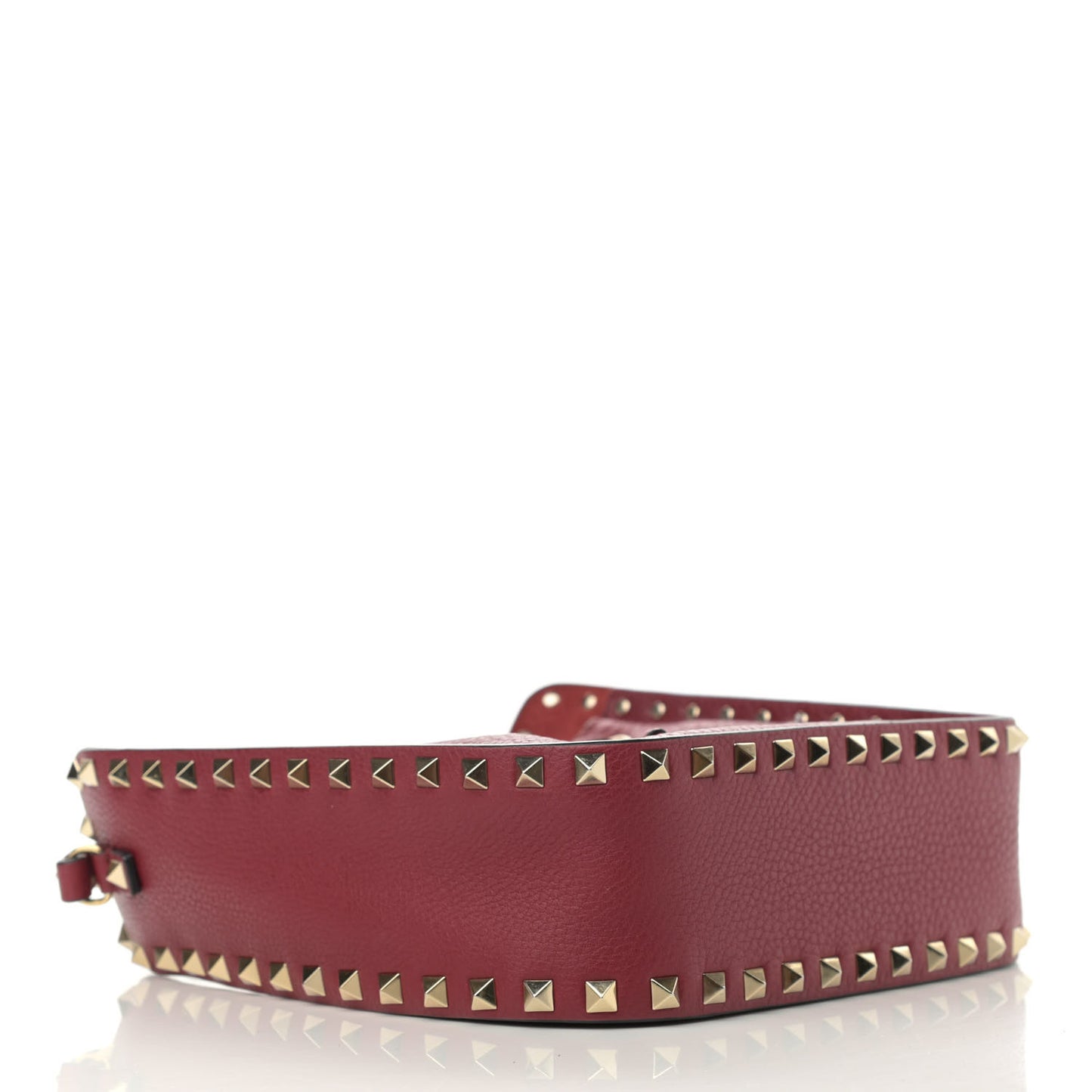 Grained Calfskin Rockstud Bucket Bag Rubino