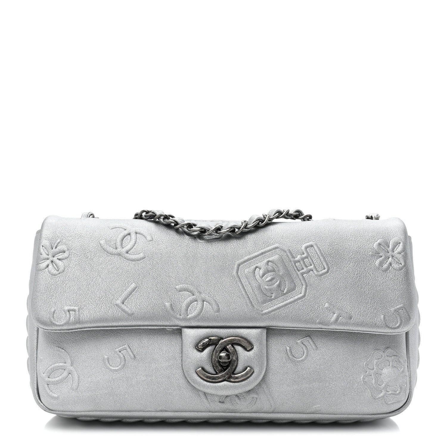 Chanel Metallic Lambskin Symbols Medium Single Flap Silver 1 of 10