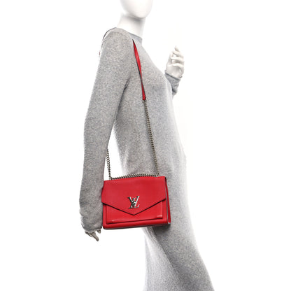 Louis Vuitton Soft Calfskin Mylockme Chain Bag BB Rubis 2 of 9