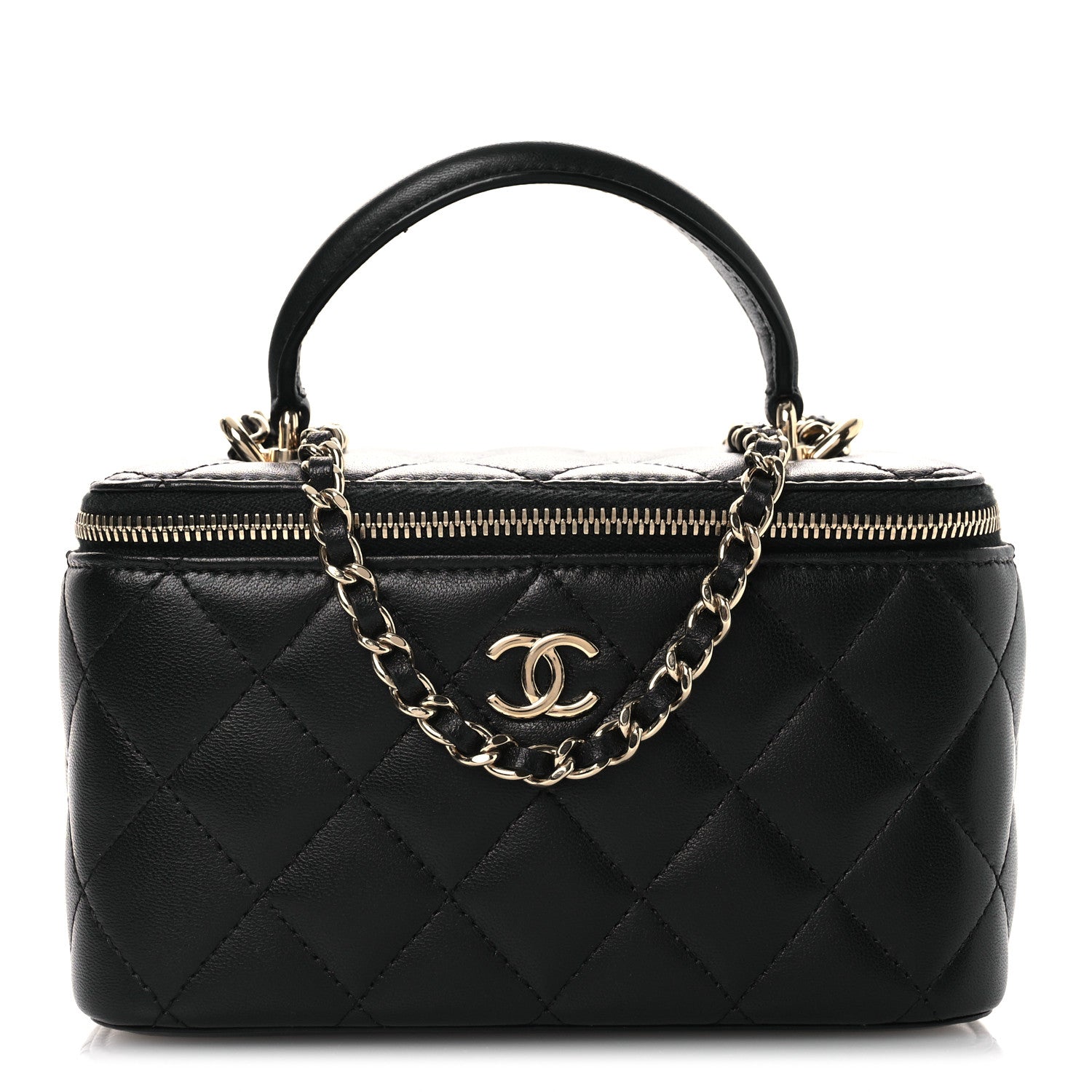Chanel Lambskin Quilted Small Top Handle Vanity Case With Chain Black 1 of 11