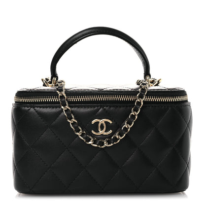 Chanel Lambskin Quilted Small Top Handle Vanity Case With Chain Black 1 of 11