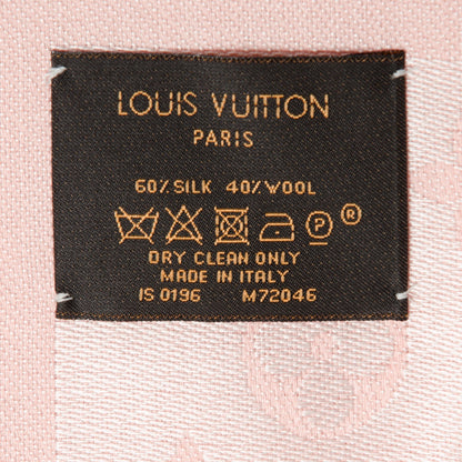 Louis Vuitton Silk Wool Monogram Denim Shawl Pink 5 of 5