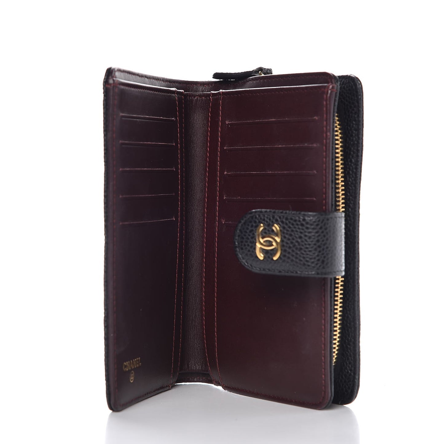 Caviar Quilted Zipped Pocket Wallet Black