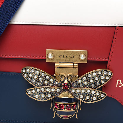 Gucci Calfskin Sylvie Web Queen Margaret Shoulder Bag Blue Agata Hibiscus Red Mystic White 7 of 9