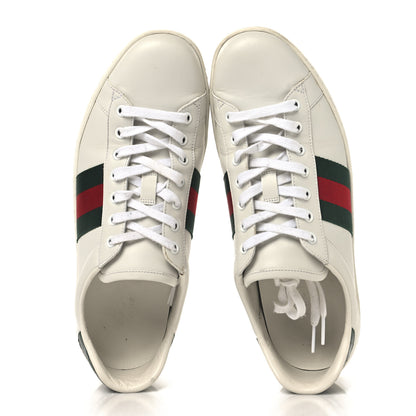 Gucci Calfskin Crocodile Web Mens Ace Sneakers 10 White Green 2 of 11
