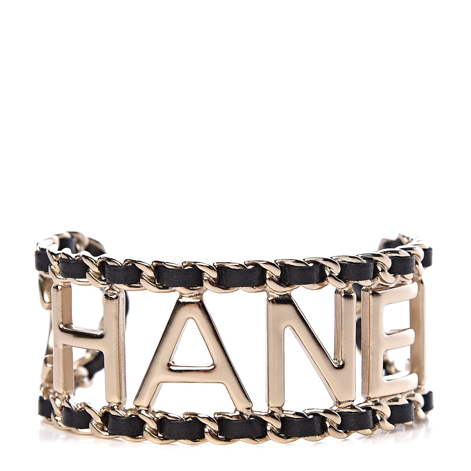 Chanel Lambskin Vintage Allure Cuff Bracelet M Black Gold 1 of 5