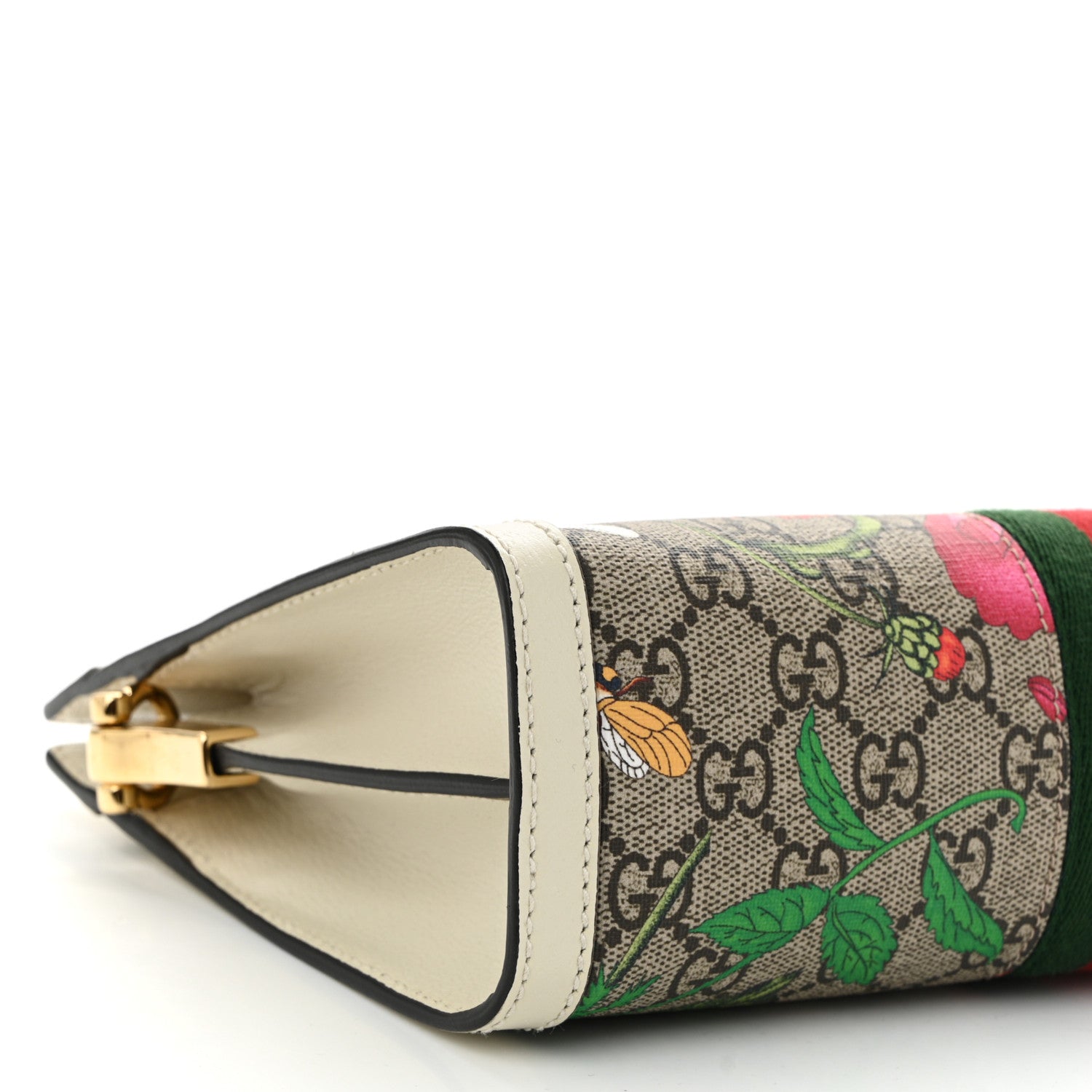 Gucci GG Supreme Monogram Flora Web Small Ophidia Chain Shoulder Bag White 9 of 10