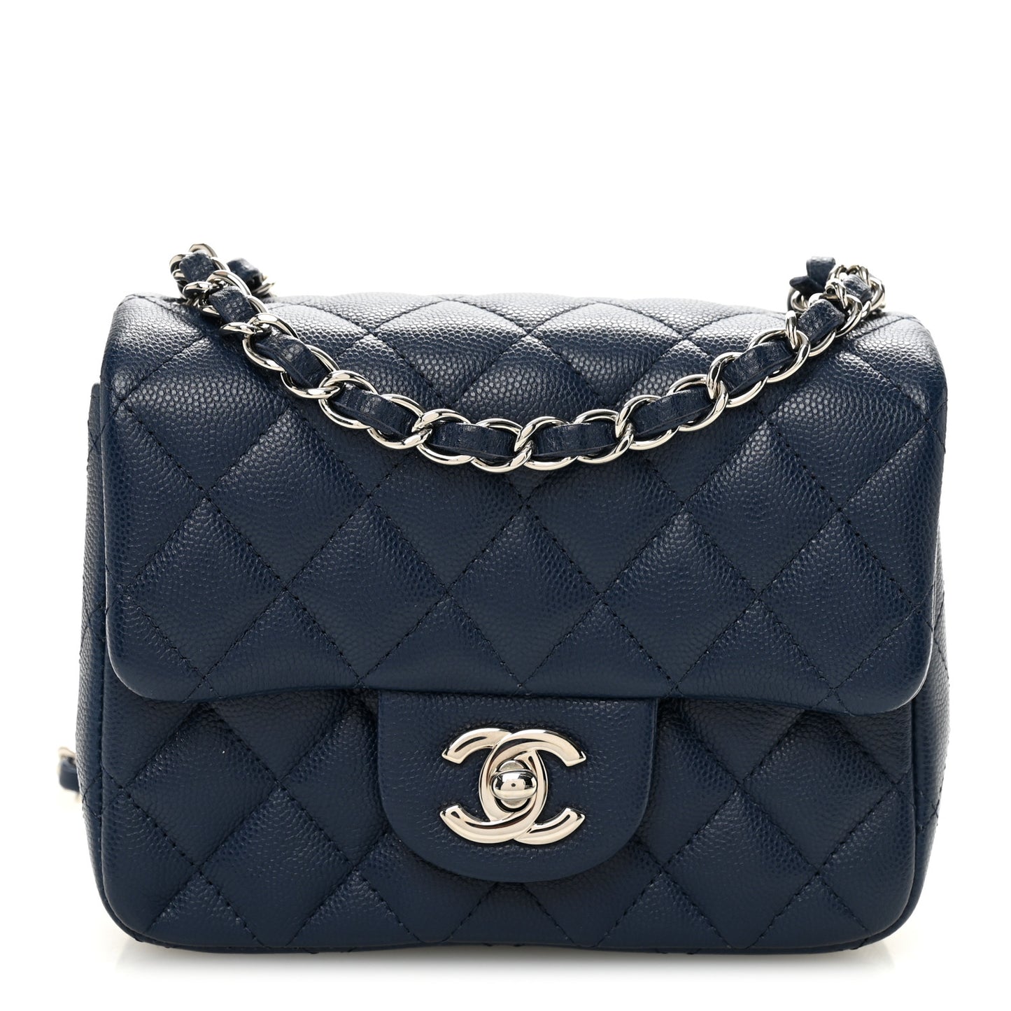Caviar Quilted Mini Square Flap Navy