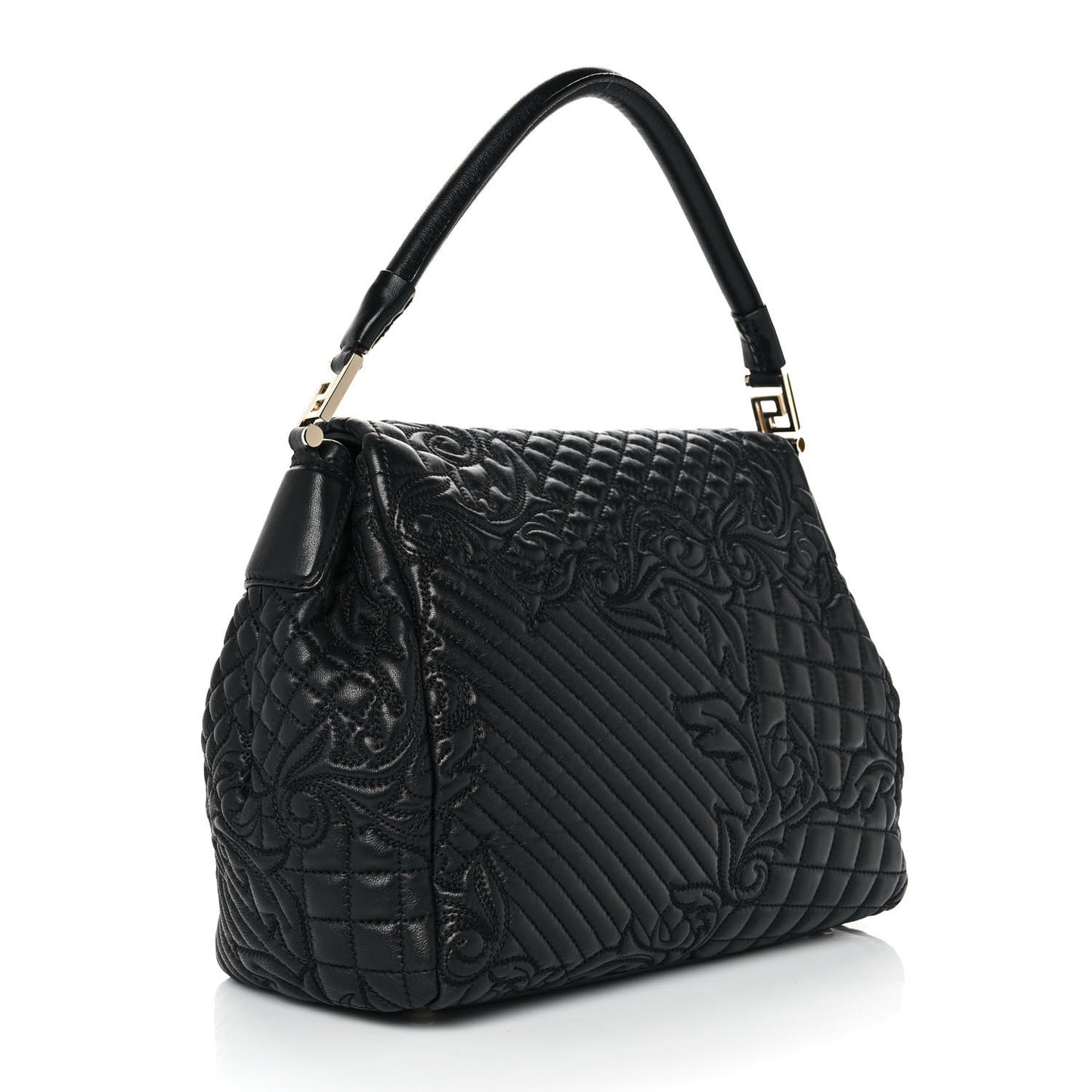 Barocco Quilted Nappa Altea Vanitas Satchel Black
