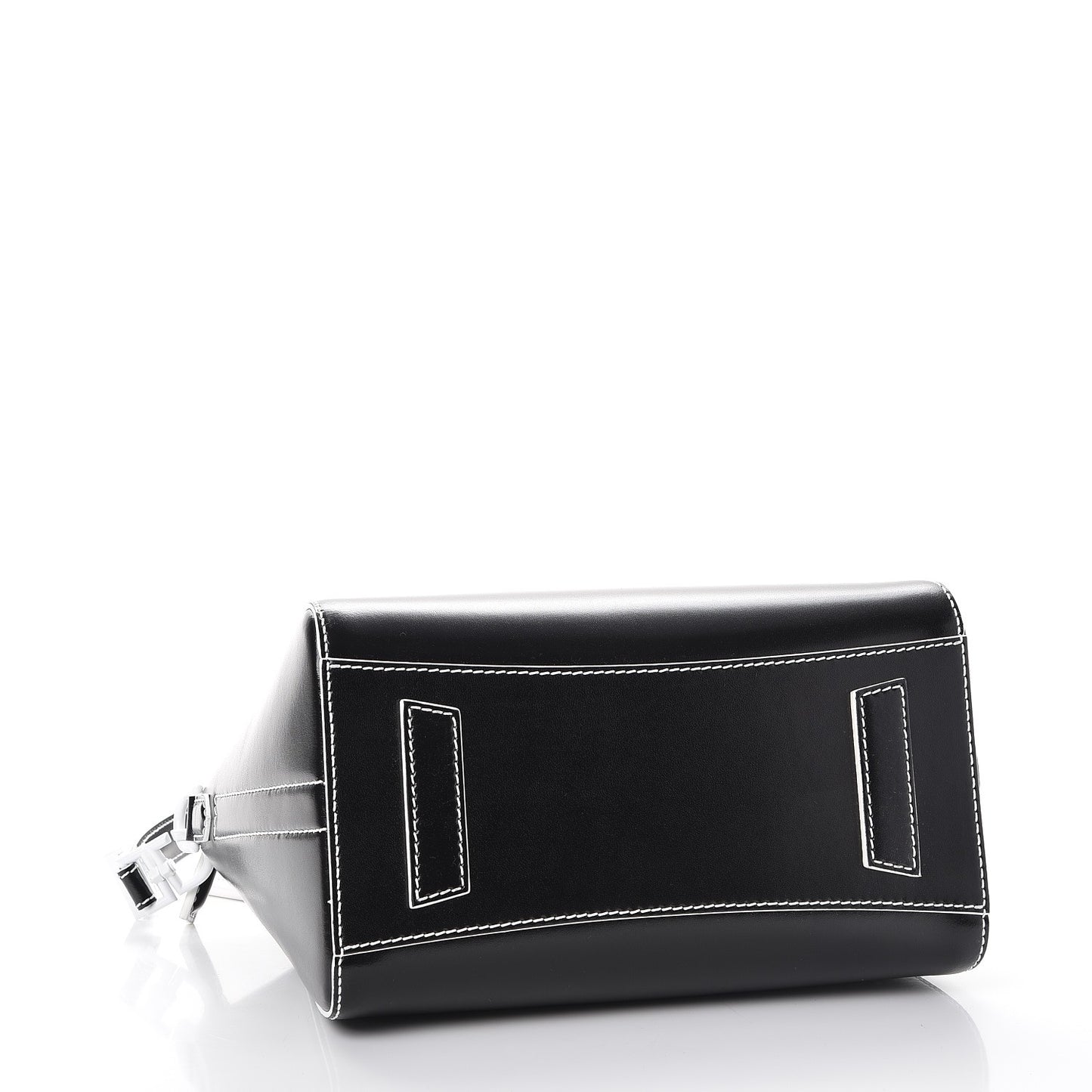 Calfskin Contrast Topstitch Small Antigona Black White