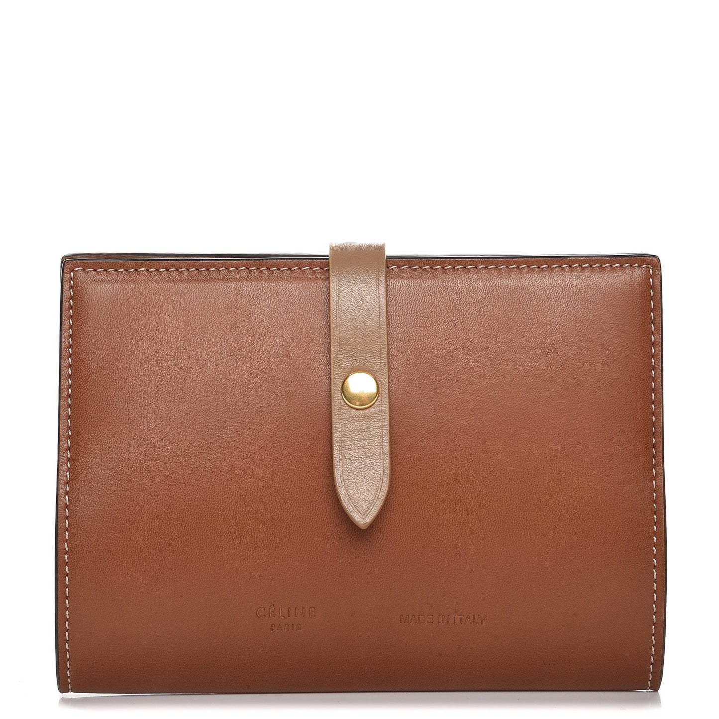 Natural Calfskin Strap Passport Cover Tan