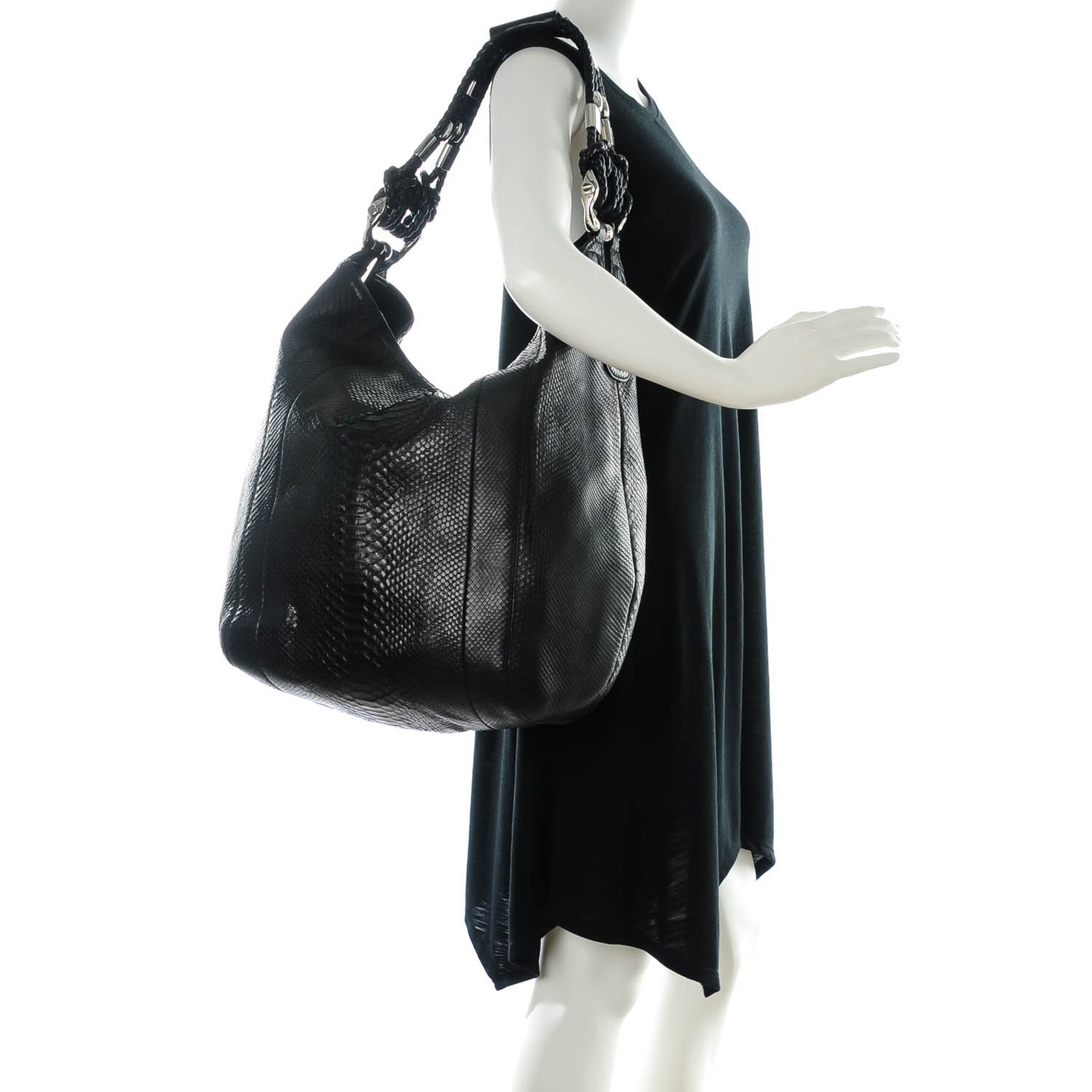 Python Techno Horsebit Large Hobo Black