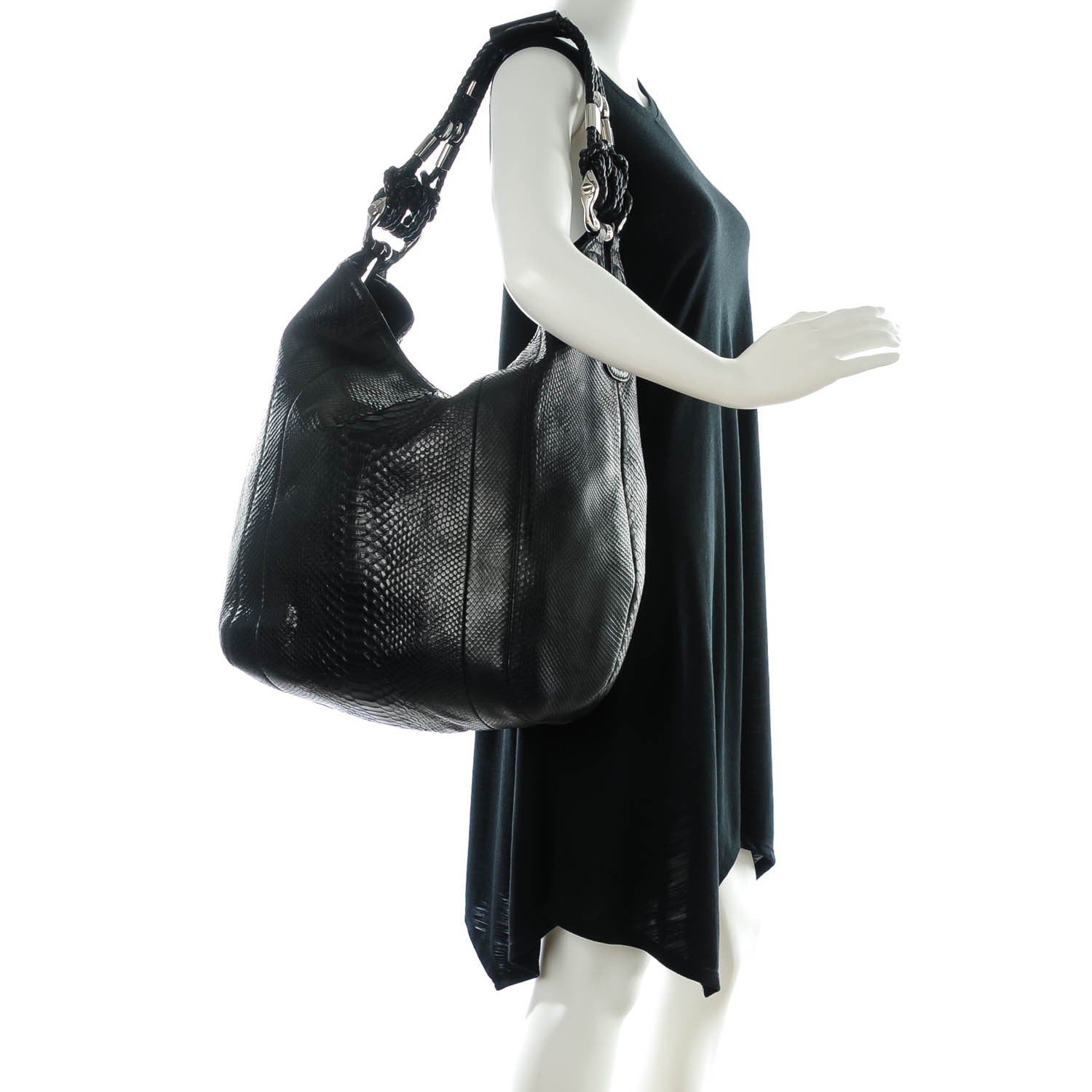 Gucci Python Techno Horsebit Large Hobo Black 2 of 7