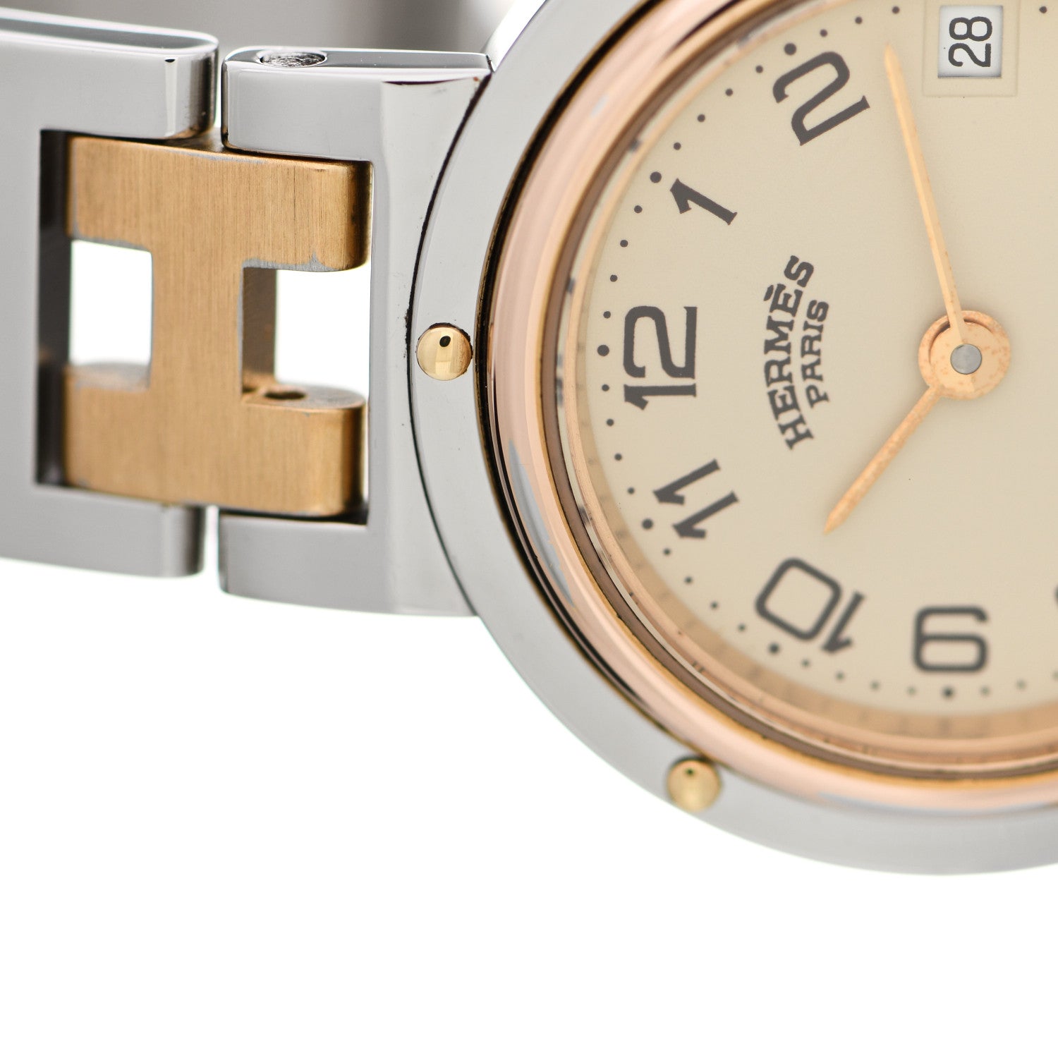 Hermes Stainless Steel 24mm Clipper Quartz Watch Gold 5 of 7