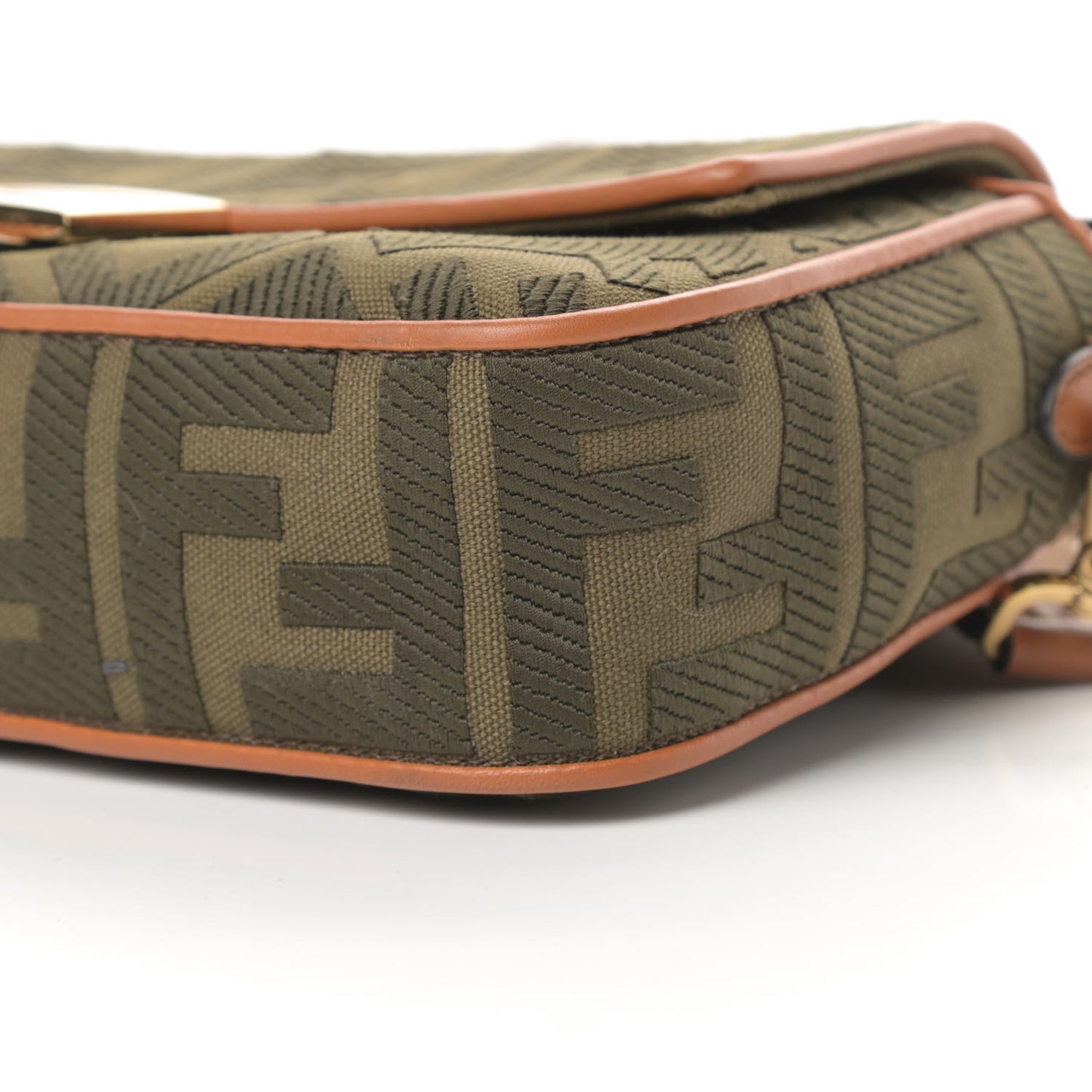 Canvas Vitello King FF Embroidered Baguette Amazzonia Cuoio