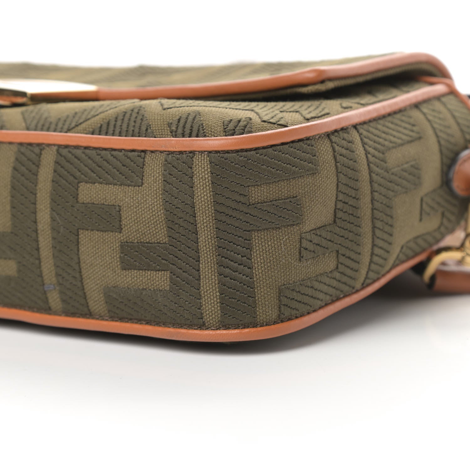 Fendi Canvas Vitello King FF Embroidered Baguette Amazzonia Cuoio 10 of 10