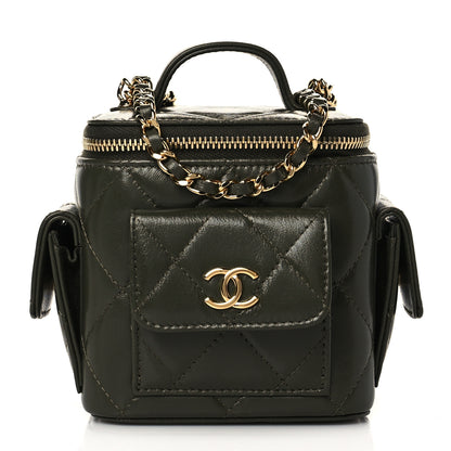 Chanel Lambskin Quilted Polly Pocket Top Vanity With Chain Khaki 1 of 11