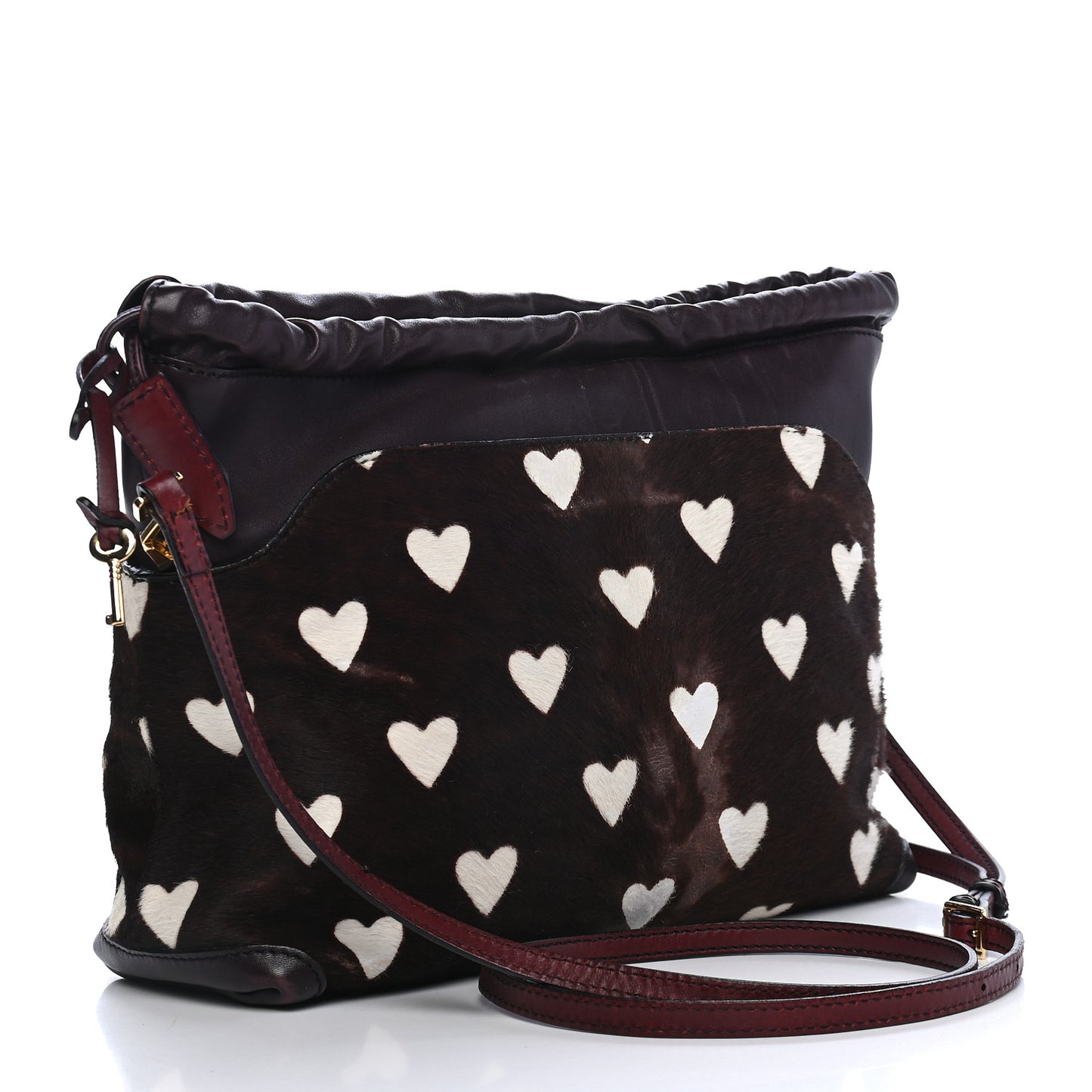 Calf Hair Heart Print Little Crush Dark Brown