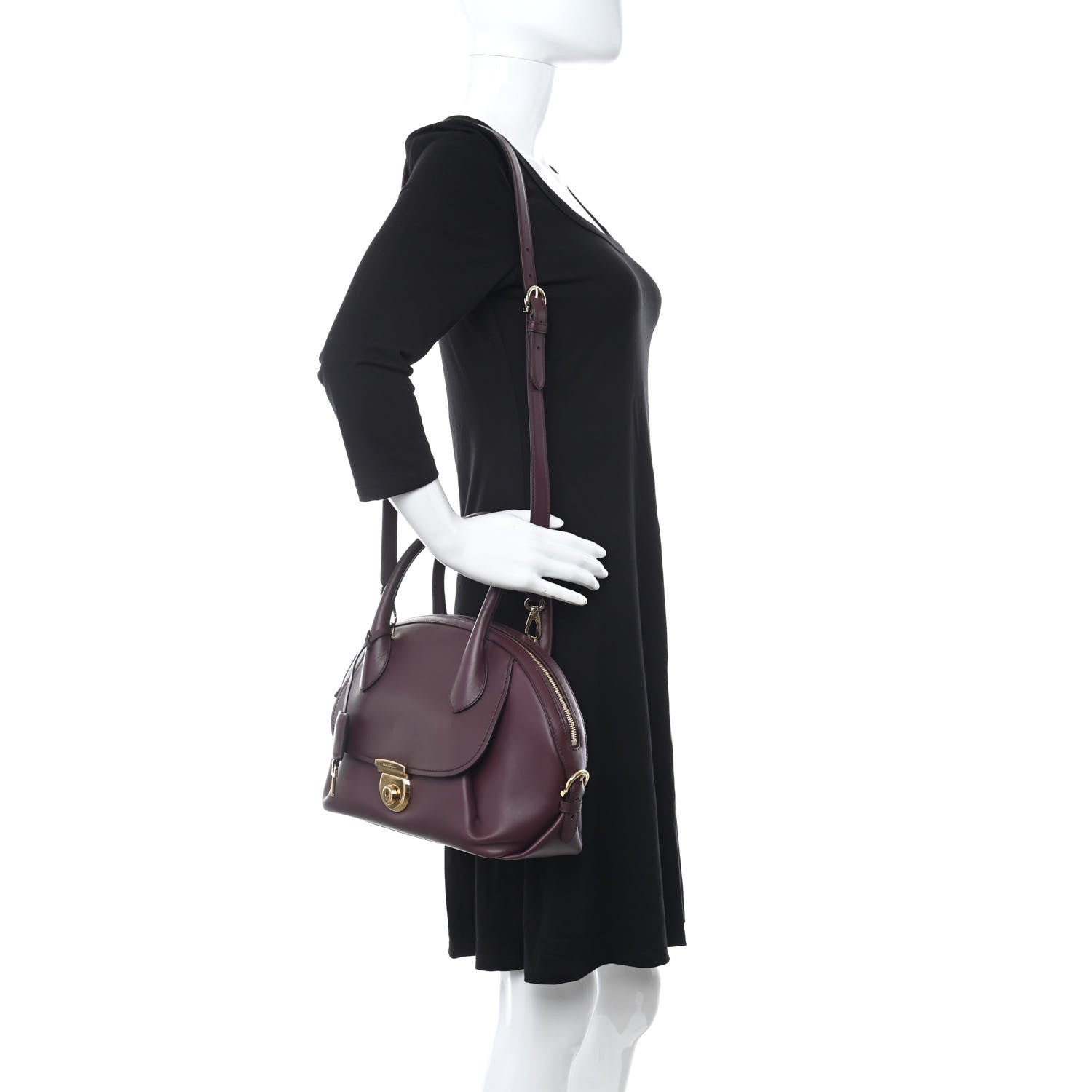 Salvatore Ferragamo Calfskin Fiamma Bag Rouge Black 2 of 8