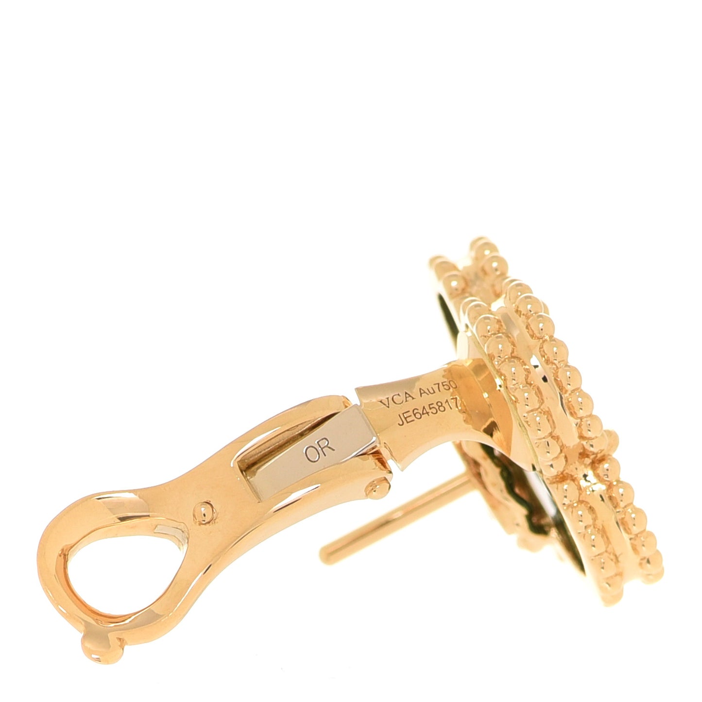 18K Yellow Gold Malachite Vintage Alhambra Earrings