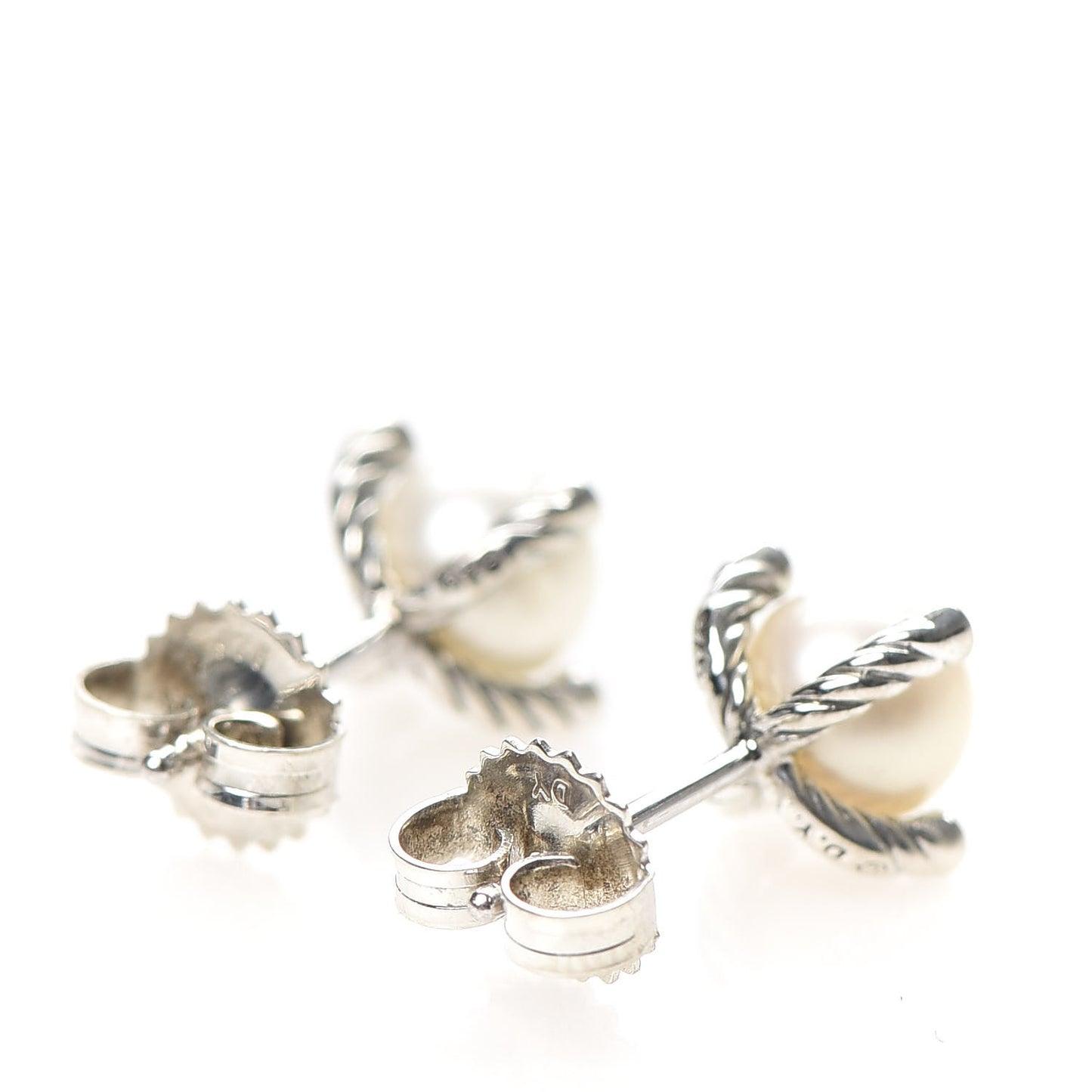 Sterling Silver Diamond Pearl 7mm Earrings