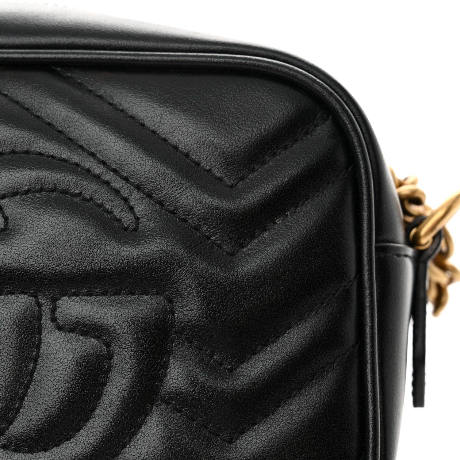 Gucci Calfskin Matelasse Mini GG Marmont Chain Shoulder Bag Black 11 of 11