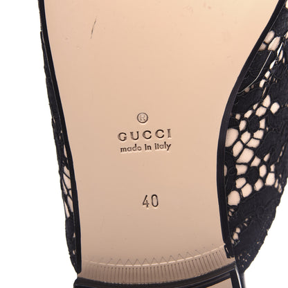 Gucci Lace Malaga Kid Womens Princetown Slippers 40 Black Skin Rose 9 of 11