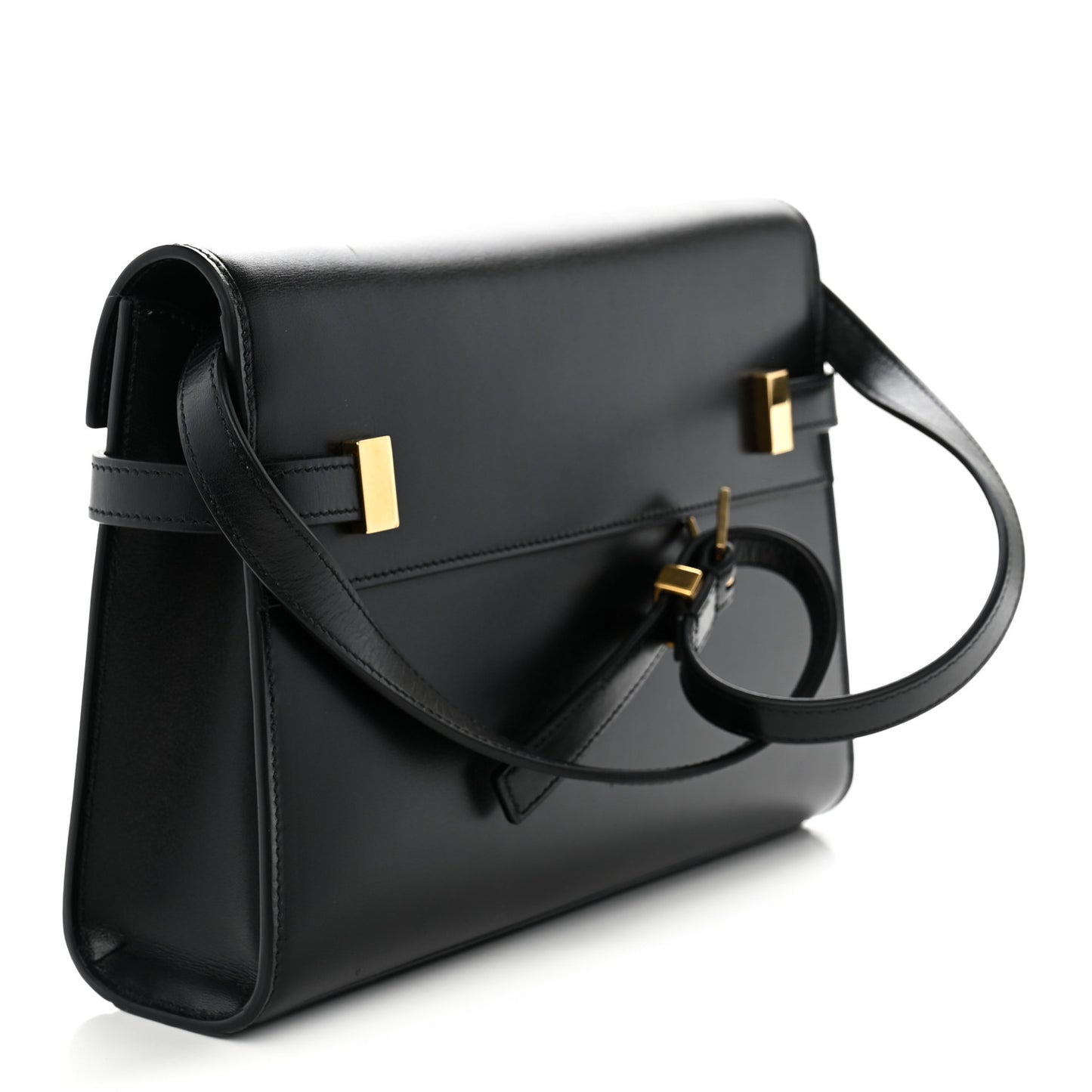Smooth Calfskin Small Manhattan Shoulder Bag Black