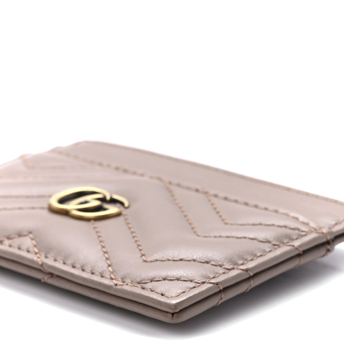 Calfskin Matelasse GG Marmont Card Holder Porcelain Rose